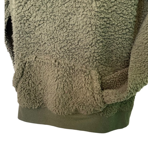 NO BOUNDARIES MOSSY GREEN QUARTER ZIP SHERPA PULL OVER SWEATER SIZE M (7-8) - Picture 6 of 6